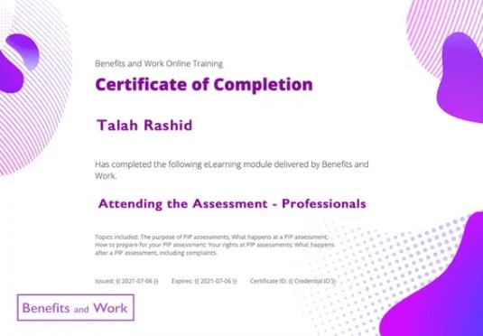 PIP training certificate of completion image